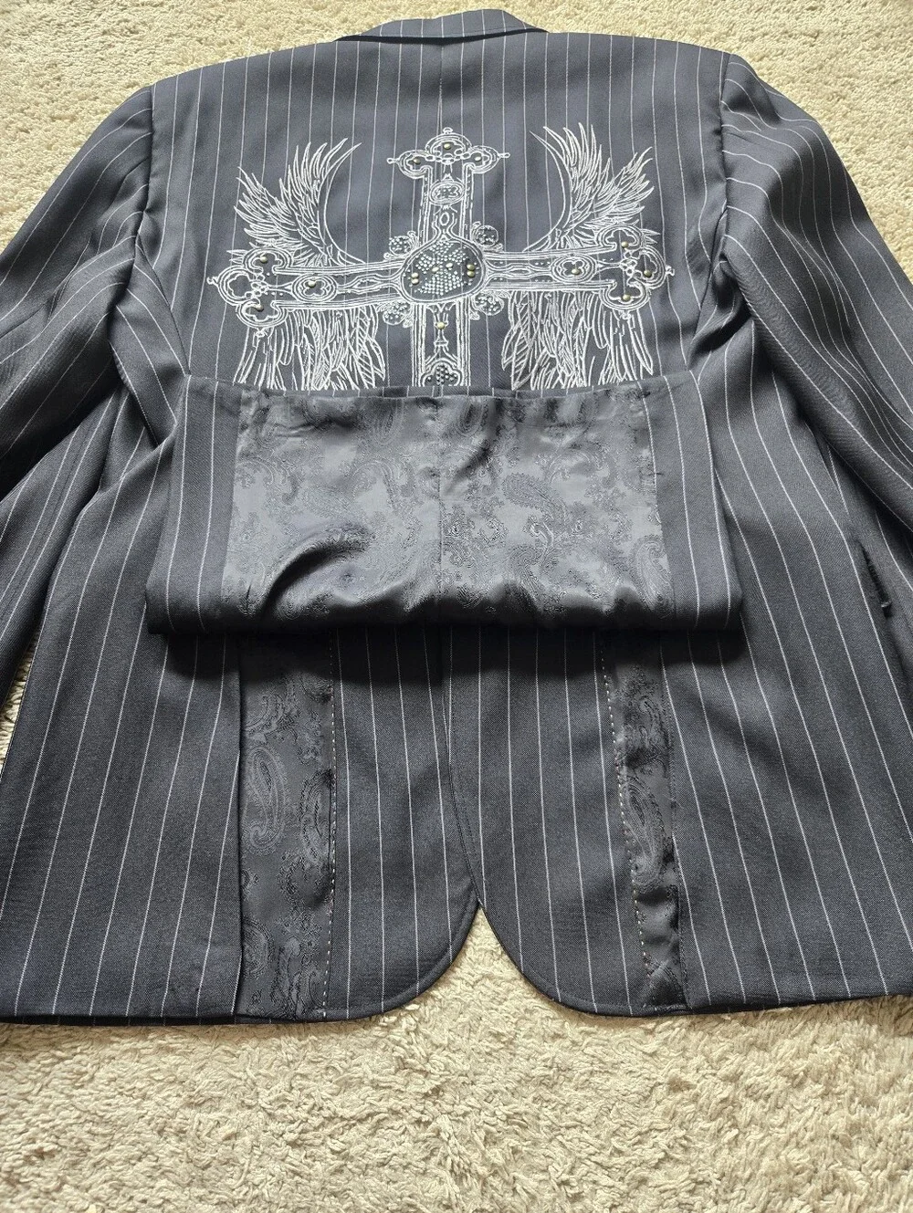 Empra Double Wing Blazer Jacket Sport Coat Mens 44/XL Stripe